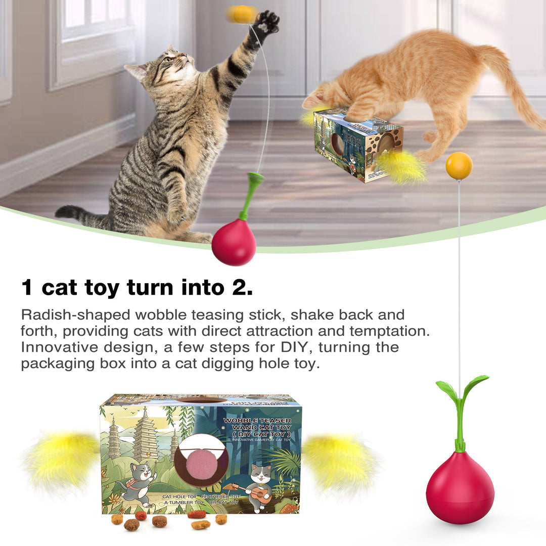 Cherry Radish Vobble Leke – DIY Teaser Lekepinne for Katter Luvikno