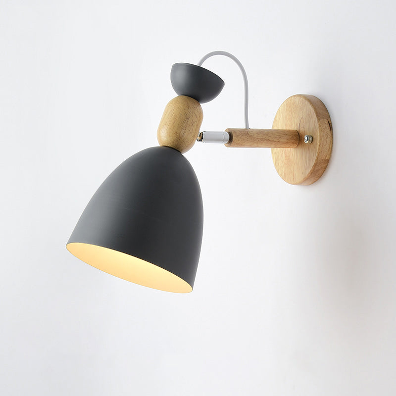 Swivel Shade Barnerom Vegglampe Metall 1 Lyspære Macaron Leselys med Tredekor | Luvikno
