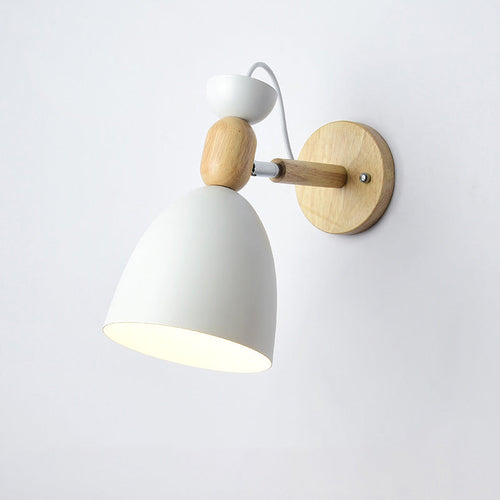 Swivel Shade Barnerom Vegglampe Metall 1 Lyspære Macaron Leselys med Tredekor | Luvikno