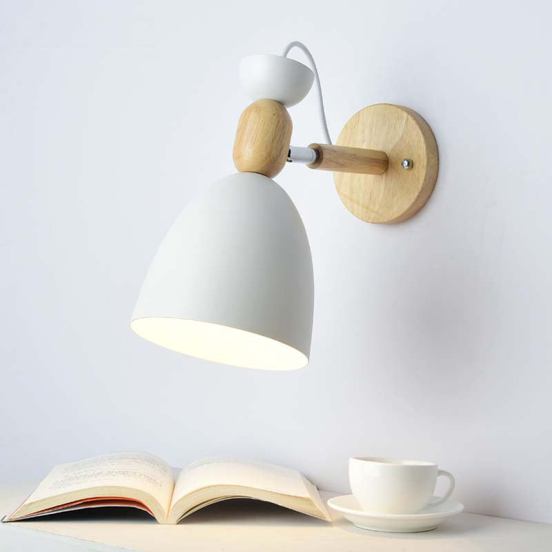 Swivel Shade Barnerom Vegglampe Metall 1 Lyspære Macaron Leselys med Tredekor | Luvikno