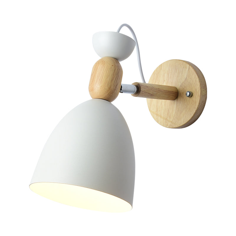 Swivel Shade Barnerom Vegglampe Metall 1 Lyspære Macaron Leselys med Tredekor | Luvikno