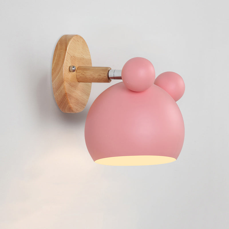 Swivel Shade Barnerom Vegglampe Metall 1 Lyspære Macaron Leselys med Tredekor | Luvikno