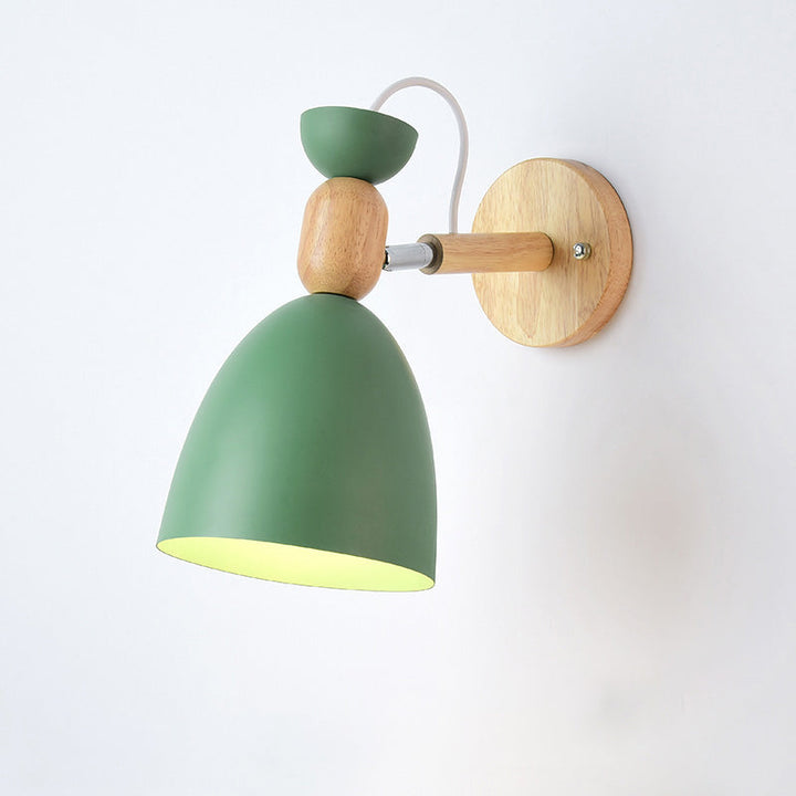 Swivel Shade Barnerom Vegglampe Metall 1 Lyspære Macaron Leselys med Tredekor | Luvikno