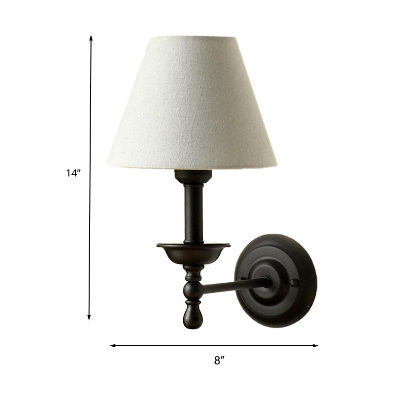 1 Lett Metall Vegglampe Tradisjonell Grå-Blå/Hvit Stoff Kjegle Skjerm Soverom Sconse Lys | Luvikno