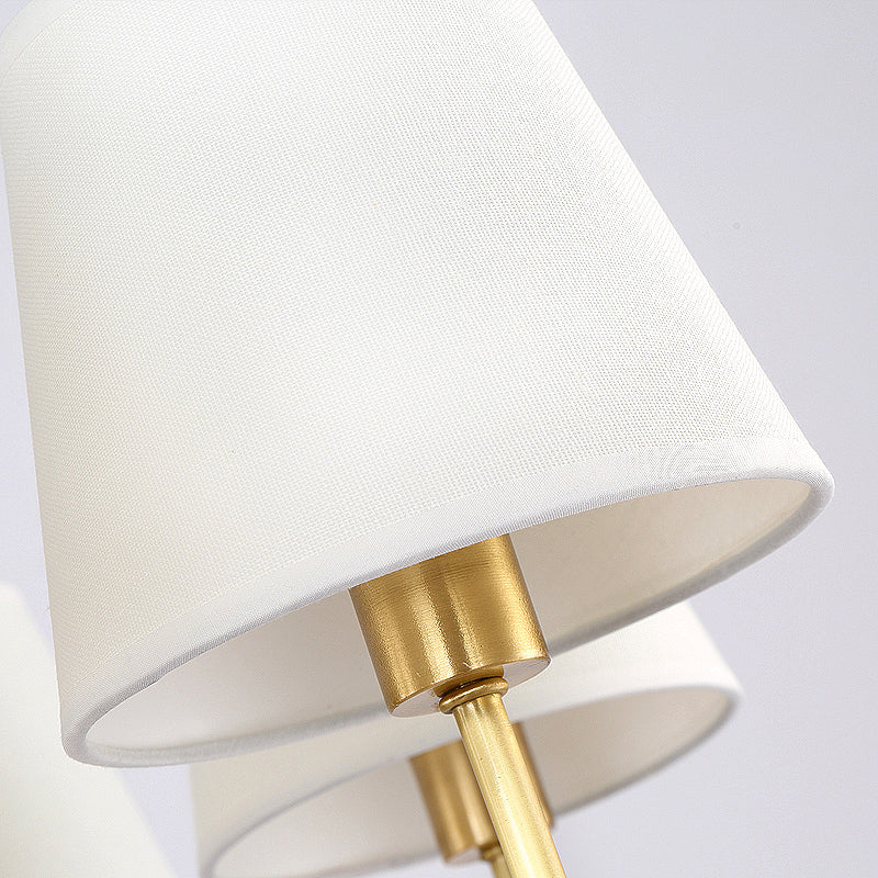 Messing Kegle Vegglampe Retro Hvit Stoffskjerm 1/2 Lyspærer Spisestue Vegglampe Belysning | Luvikno