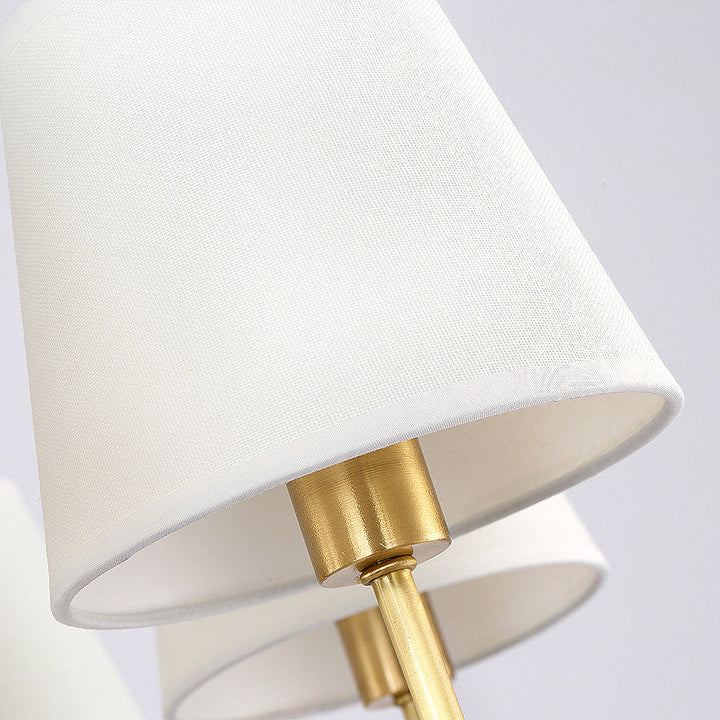 Messing Kegle Vegglampe Retro Hvit Stoffskjerm 1/2 Lyspærer Spisestue Vegglampe Belysning | Luvikno