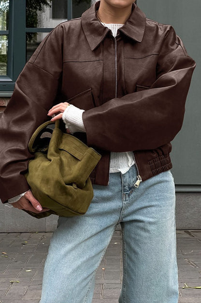 Luvik | Ruskea Nahkatakki