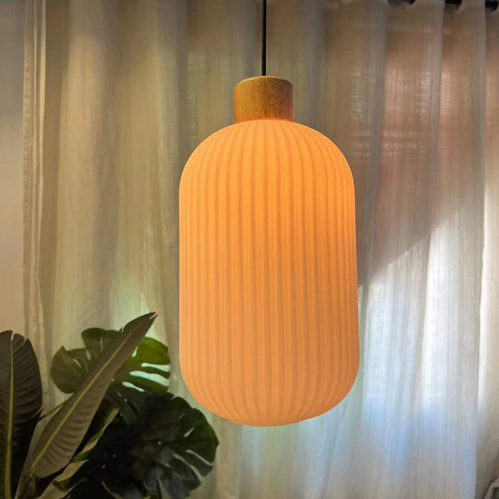 Luvikno | VintageLight - Stilig tre- og glasspendellampe