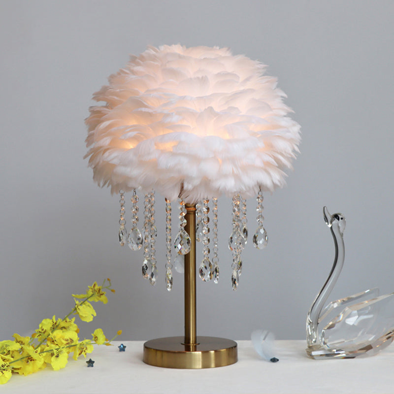 Luvikno | Romantisk FeatherBeam - Moderne Feather 1-Lykt Senge Lampe med Krystall Dekor