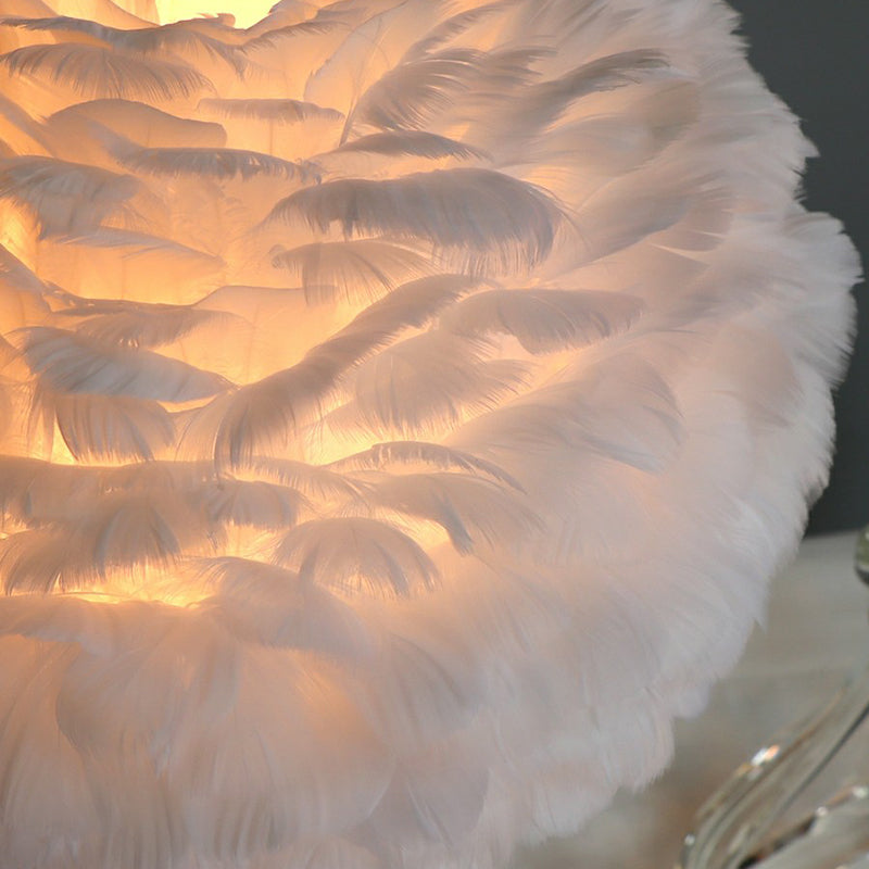 Luvikno | Romantisk FeatherBeam - Moderne Feather 1-Lykt Senge Lampe med Krystall Dekor