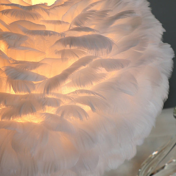 Luvikno | Romantisk FeatherBeam - Moderne Feather 1-Lykt Senge Lampe med Krystall Dekor