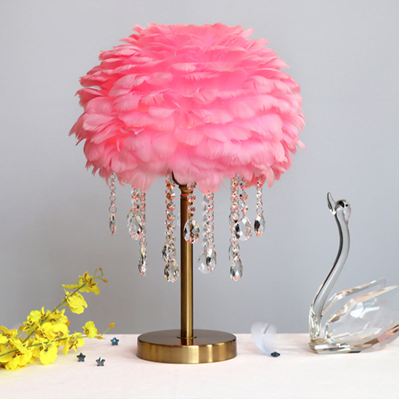 Luvikno | Romantisk FeatherBeam - Moderne Feather 1-Lykt Senge Lampe med Krystall Dekor