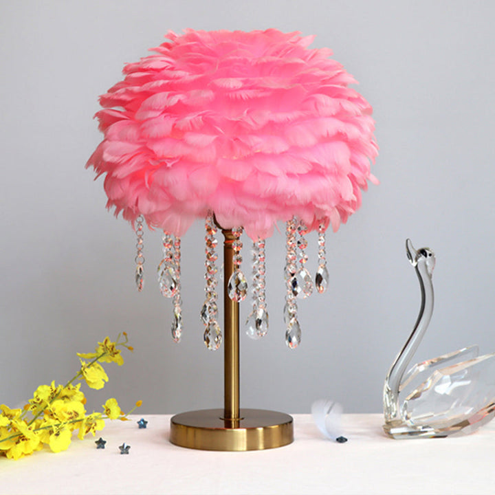 Luvikno | Romantisk FeatherBeam - Moderne Feather 1-Lykt Senge Lampe med Krystall Dekor