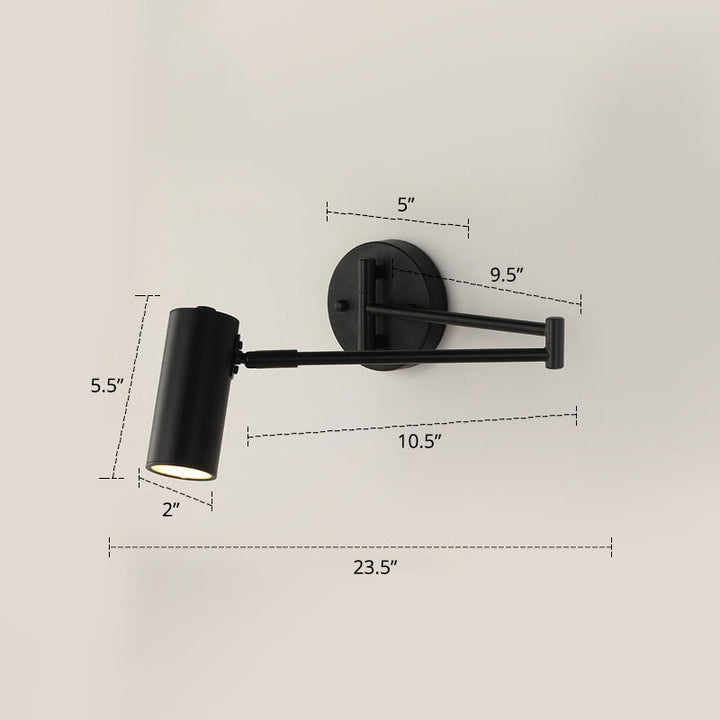 Tubular sengegavl veggmontert leselampe Metall 1 lyspære postmodern vegglampe med utvidbar arm | Luvikno