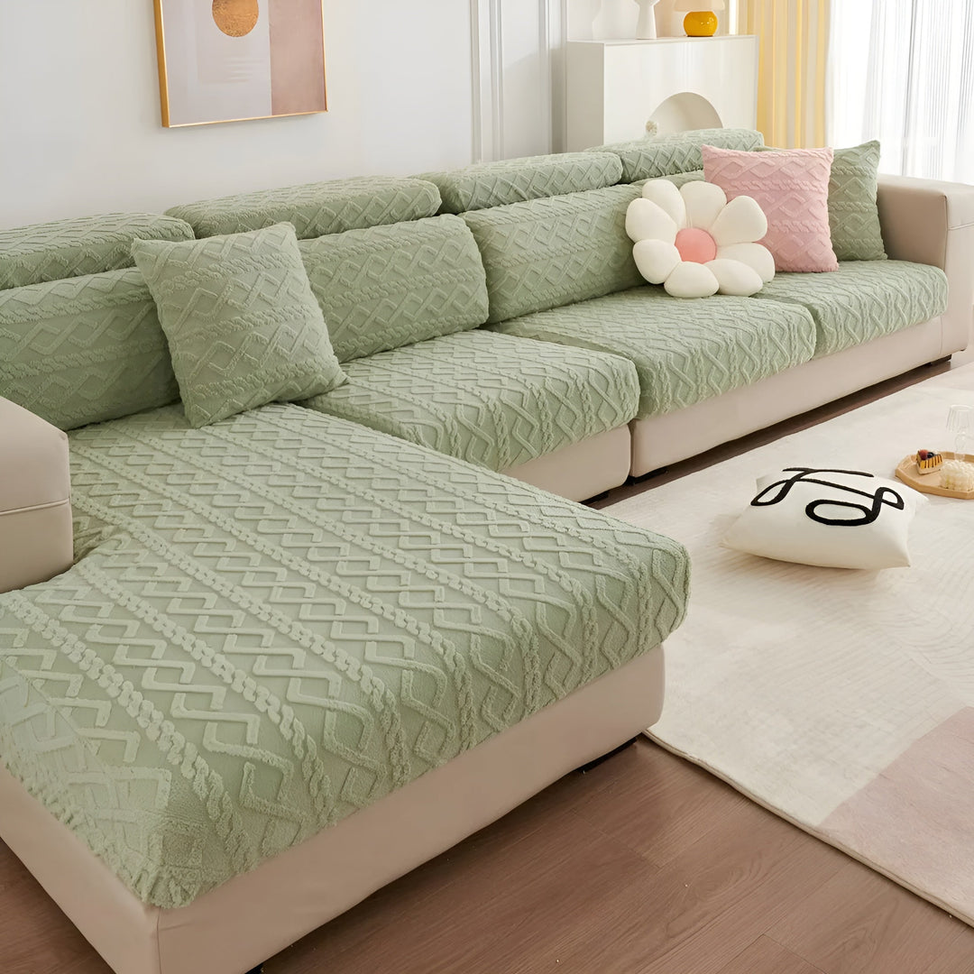 Samt-sofa trekk med diamantmønster – Myk & Luksuriøs | Perfekt passform for enhver sofa | Luvikno