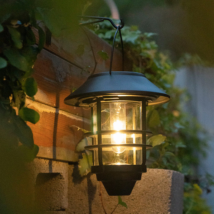 Samtidig Retro Sol Vannavstøtende Aluminium Glass Lantern Sylinder 1-Lys Hengende Vegglampe For Utendørs Patio | Luvikno