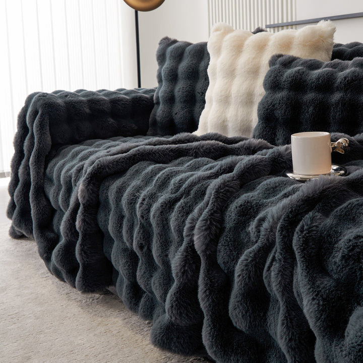 Luksus Ripple Faux Fur Sofa Deksel - Moderne, Stilig & Holdbar Sofa Beskyttelse | Luvikno