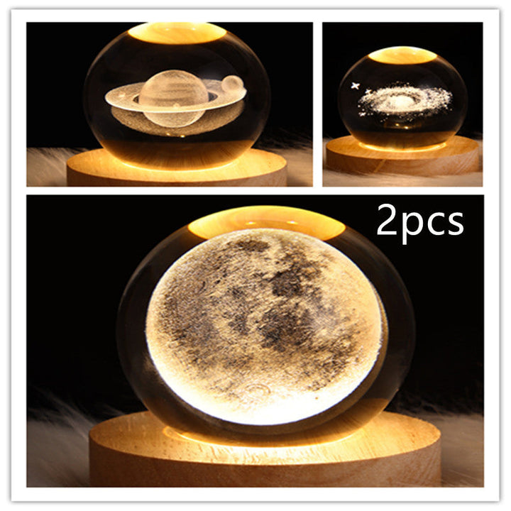 3D Galaxy Crystal Ball LED Nattlys | Luvikno