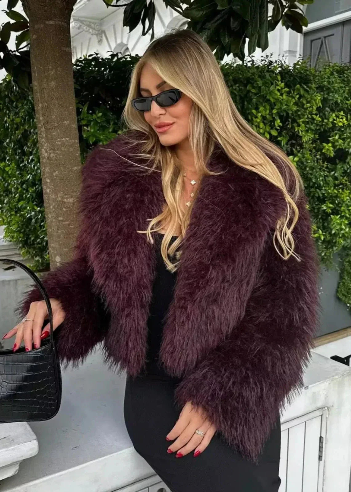 Luvik | Tekoturkki talvitakki burguundi