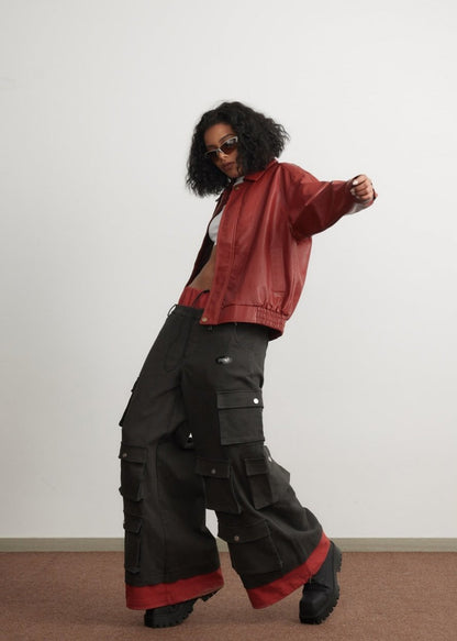 Luvik | Punainen nahkatakki - Unisex-muoti