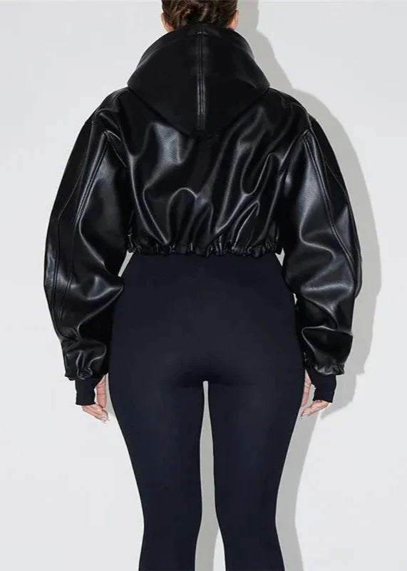 Luvik | Nahkainen Huppari – Kapea Slim Fit Suunnittelu