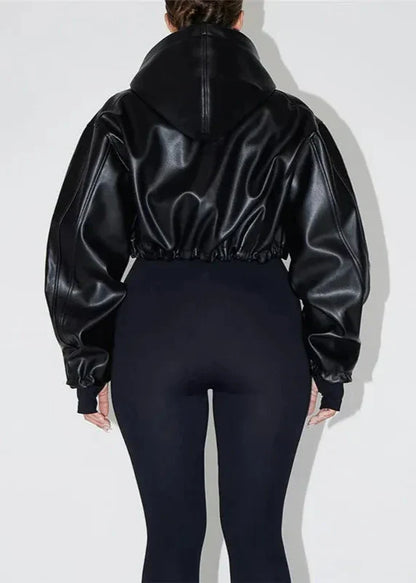 Luvik | Nahkainen Huppari – Kapea Slim Fit Suunnittelu