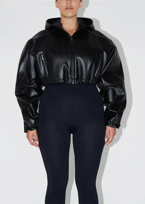 Luvik | Nahkainen Huppari – Kapea Slim Fit Suunnittelu