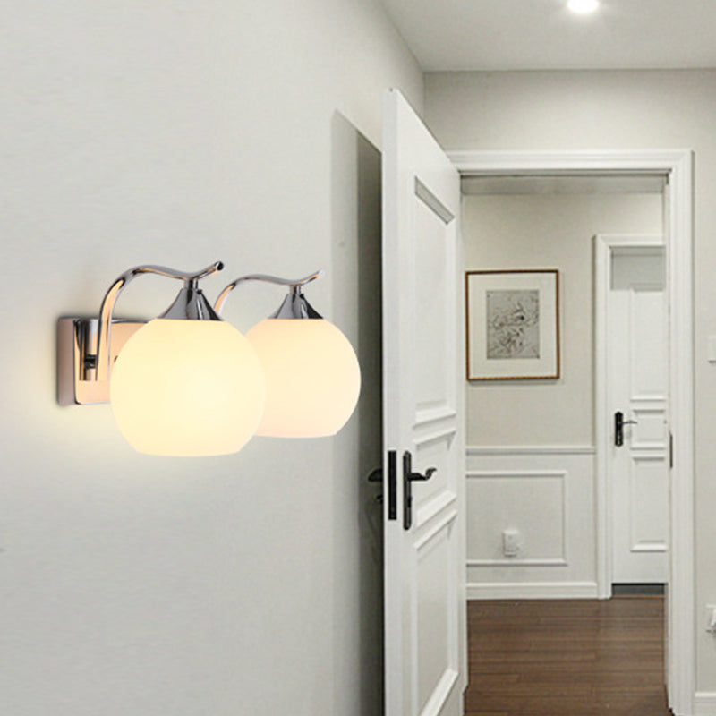Satin Opal Glass Dome Sconce Light Fixture Enkel Stil Korridor Veggmontert Lampe | Luvikno