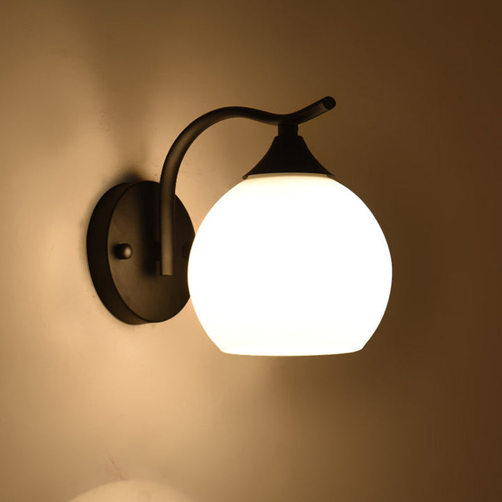 Satin Opal Glass Dome Sconce Light Fixture Enkel Stil Korridor Veggmontert Lampe | Luvikno