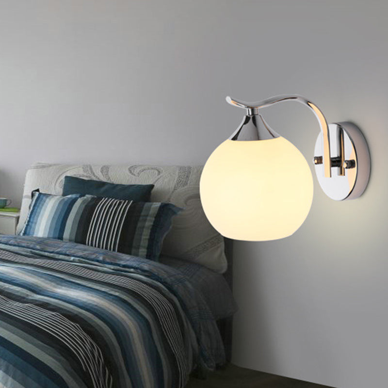 Satin Opal Glass Dome Sconce Light Fixture Enkel Stil Korridor Veggmontert Lampe | Luvikno