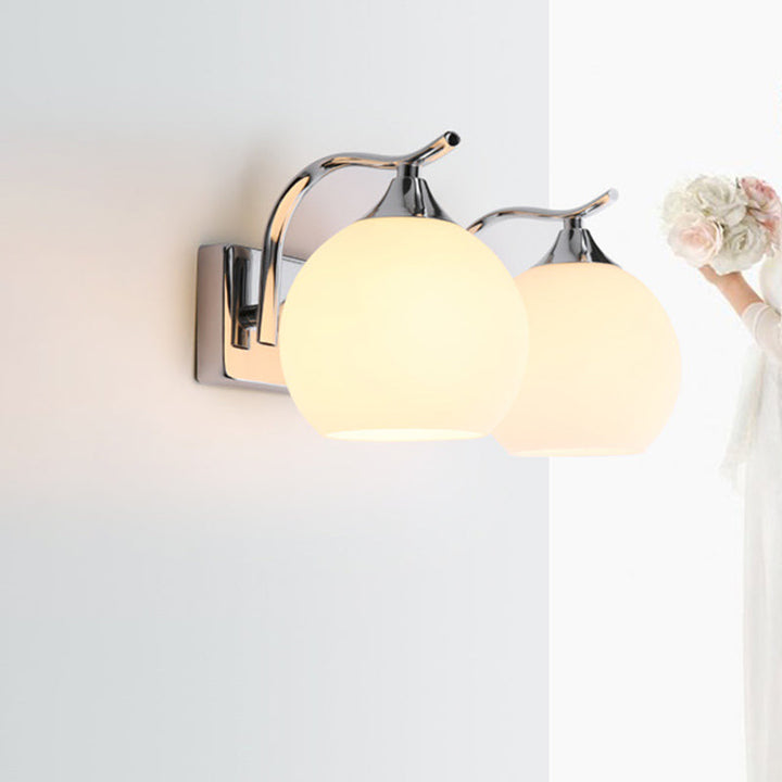 Satin Opal Glass Dome Sconce Light Fixture Enkel Stil Korridor Veggmontert Lampe | Luvikno