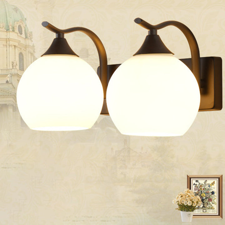 Satin Opal Glass Dome Sconce Light Fixture Enkel Stil Korridor Veggmontert Lampe | Luvikno