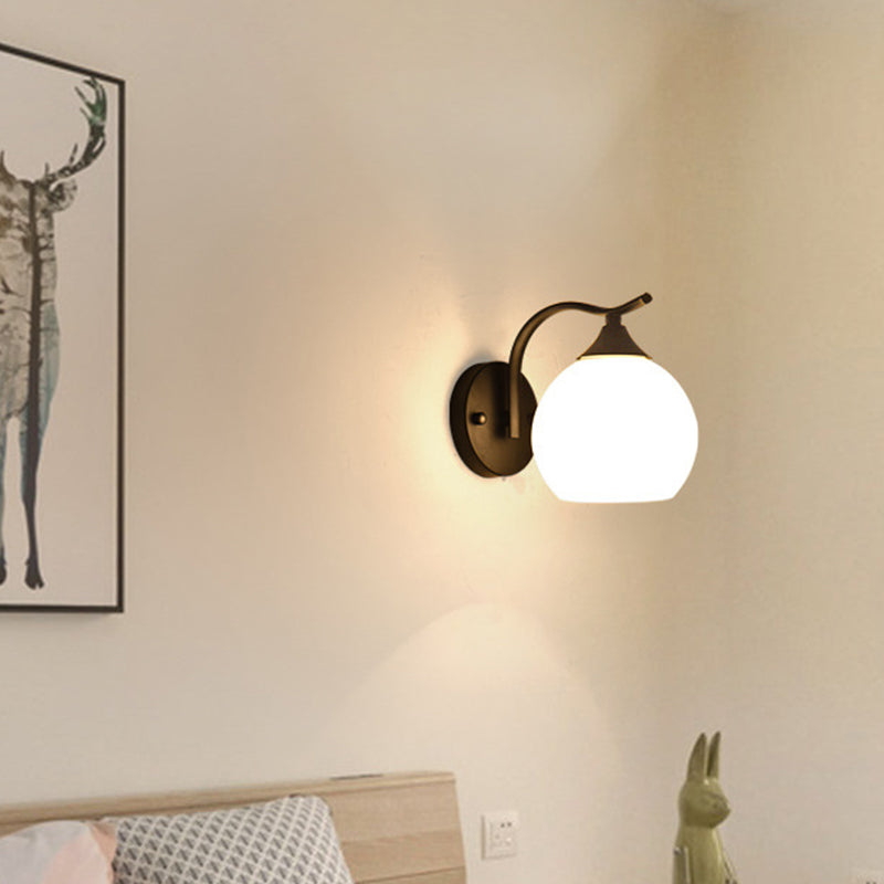 Satin Opal Glass Dome Sconce Light Fixture Enkel Stil Korridor Veggmontert Lampe | Luvikno
