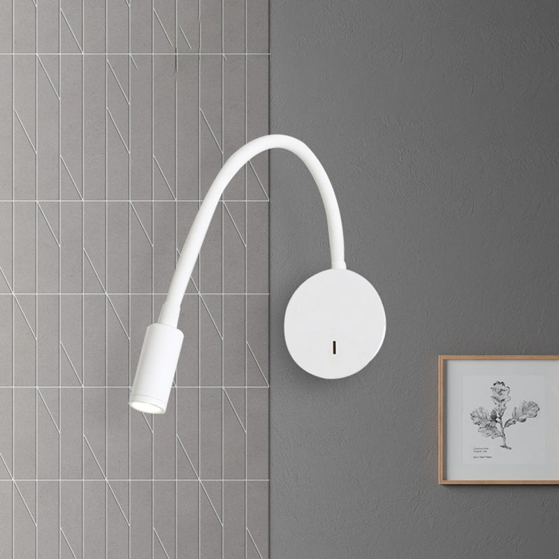 Justerbar sylinder lesing vegglampe moderne silikon og metall LED svart/hvit sconce lampe | Luvikno