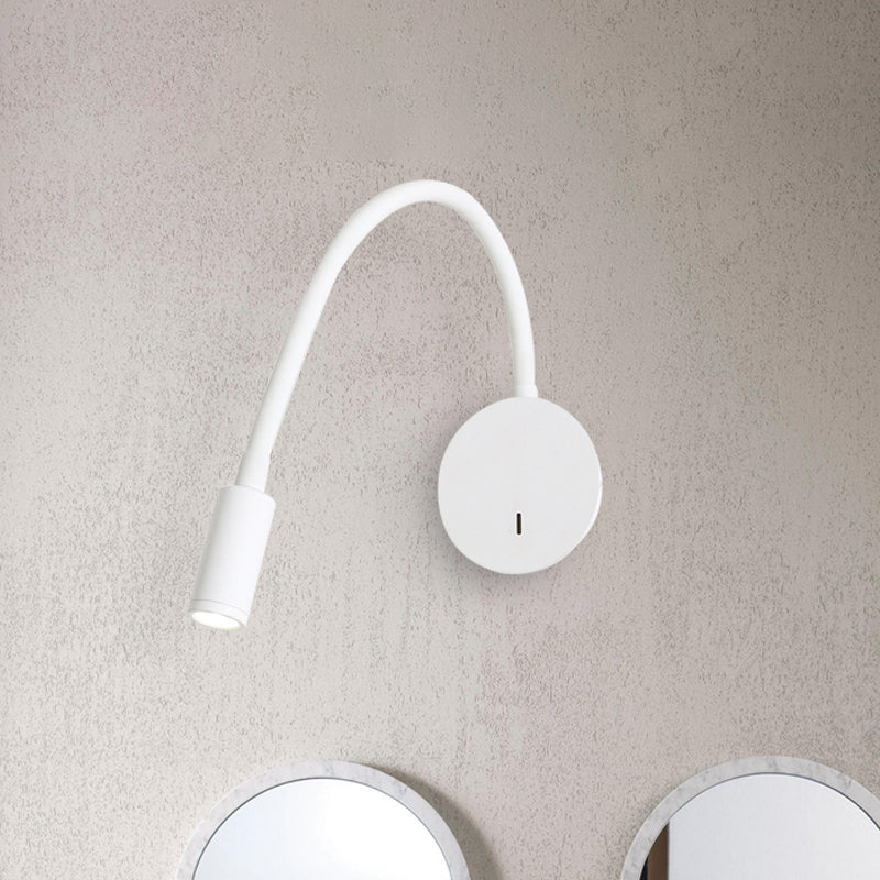 Justerbar sylinder lesing vegglampe moderne silikon og metall LED svart/hvit sconce lampe | Luvikno