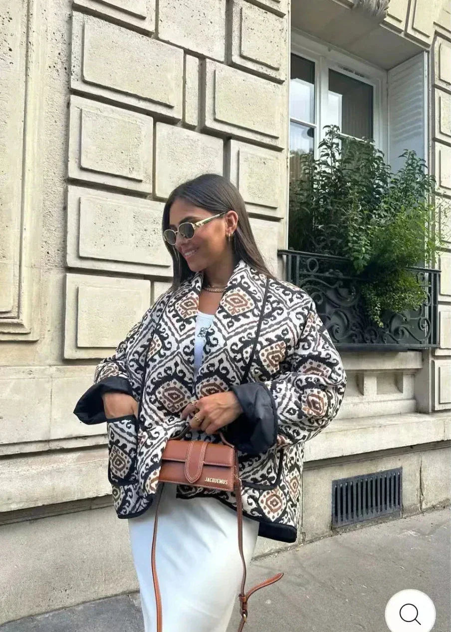 Luvik | Painatus Kontrastiväri Puuvillavuorattu Takki