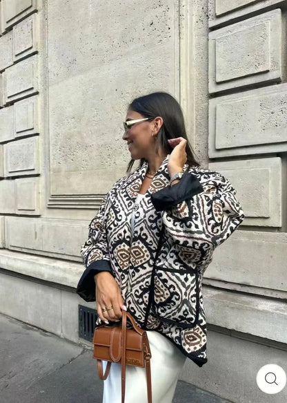 Luvik | Painatus Kontrastiväri Puuvillavuorattu Takki