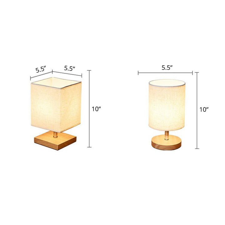 Luvikno | LinenWood Minimalist Bordlampe – Naturlig Trebase & Lin Skjerm for Varm, Moderne Belysning