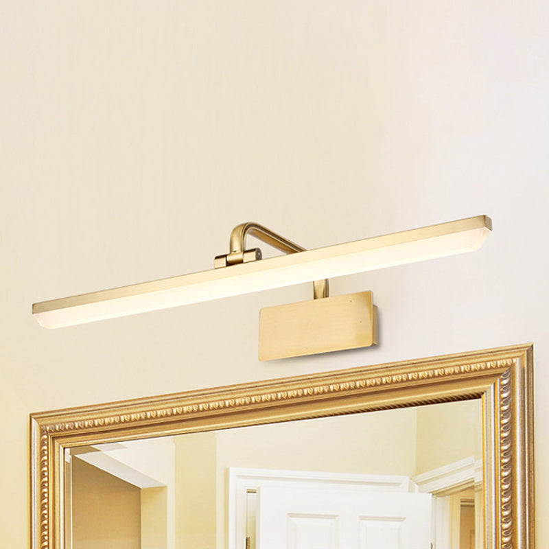 LED Innendørs Vegglampe med Ultra-Tynn Akrylskjerm Børstet Messing Vanity Sconce Lys i Varme/Hvit Belysning, 16"/19.5" B | Luvikno