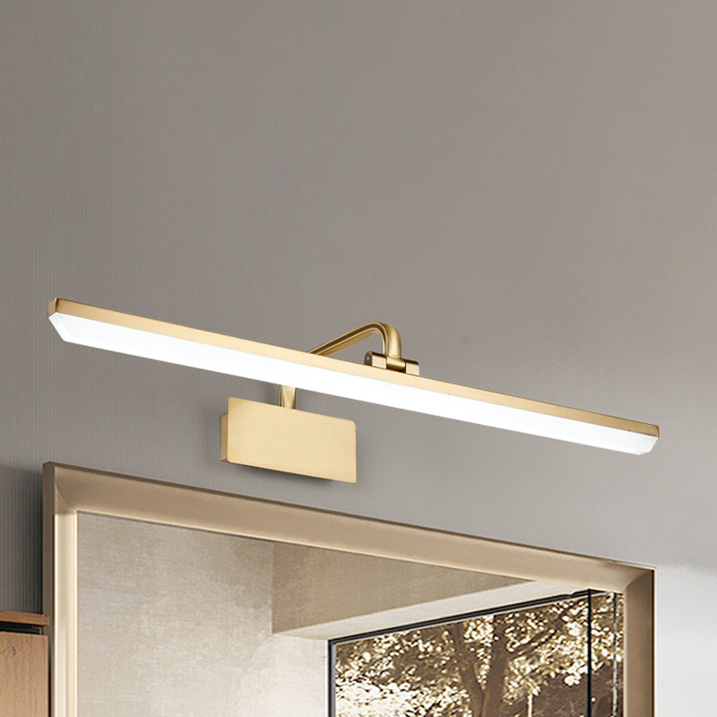 LED Innendørs Vegglampe med Ultra-Tynn Akrylskjerm Børstet Messing Vanity Sconce Lys i Varme/Hvit Belysning, 16"/19.5" B | Luvikno
