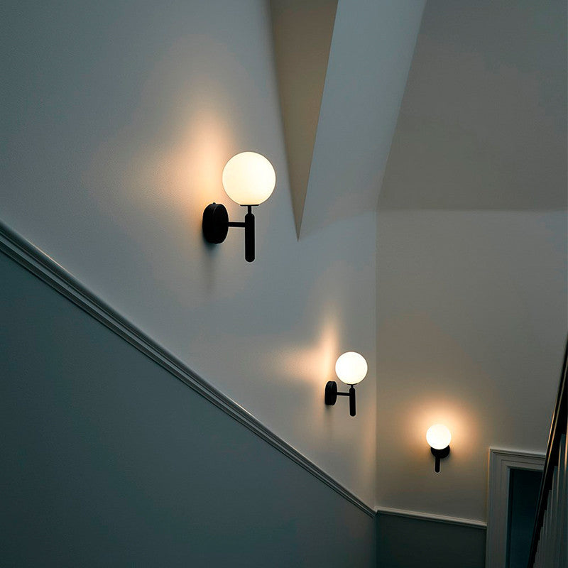 Ball Stairway Wall Light Fixture Glass Single-Bulb Simple Style Wall Sconce Lighting | Luvikno