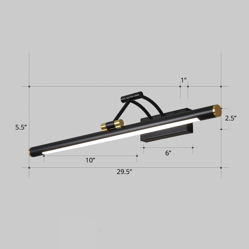 Minimalistisk rørformet sminkelampe akryl LED veggmontert lampe med 3-leddet svingarm | Luvikno