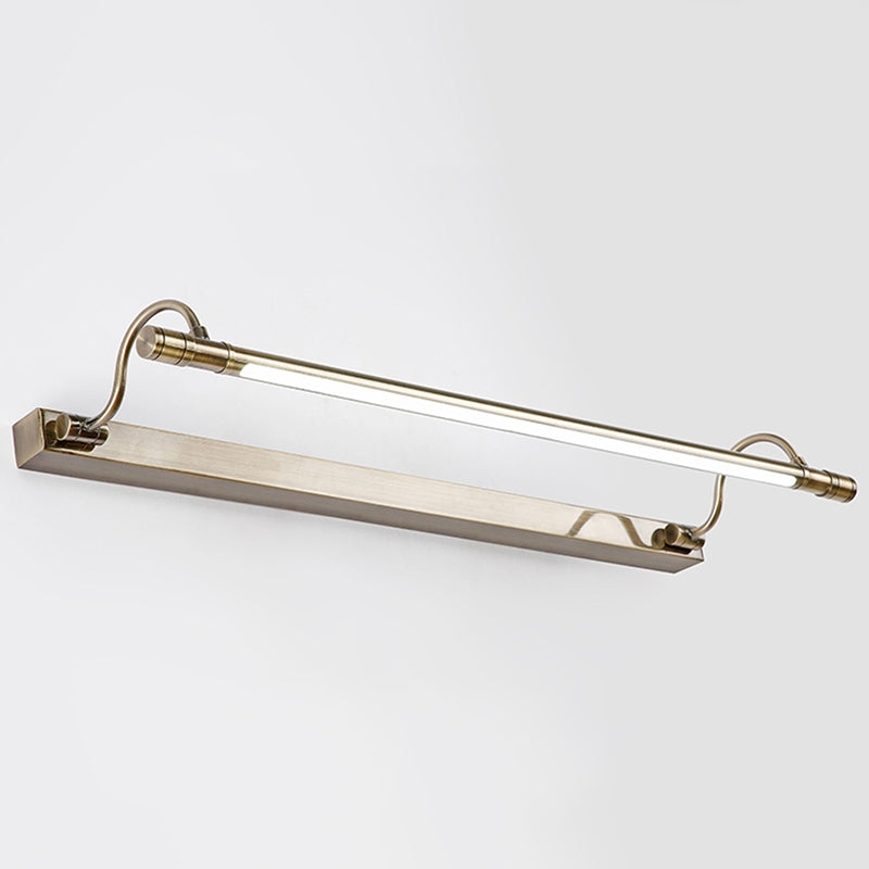 Nickel Finish Metall Vanity Lampe Tubular Landstil Vegglampe med Justerbar Buet Arm | Luvikno