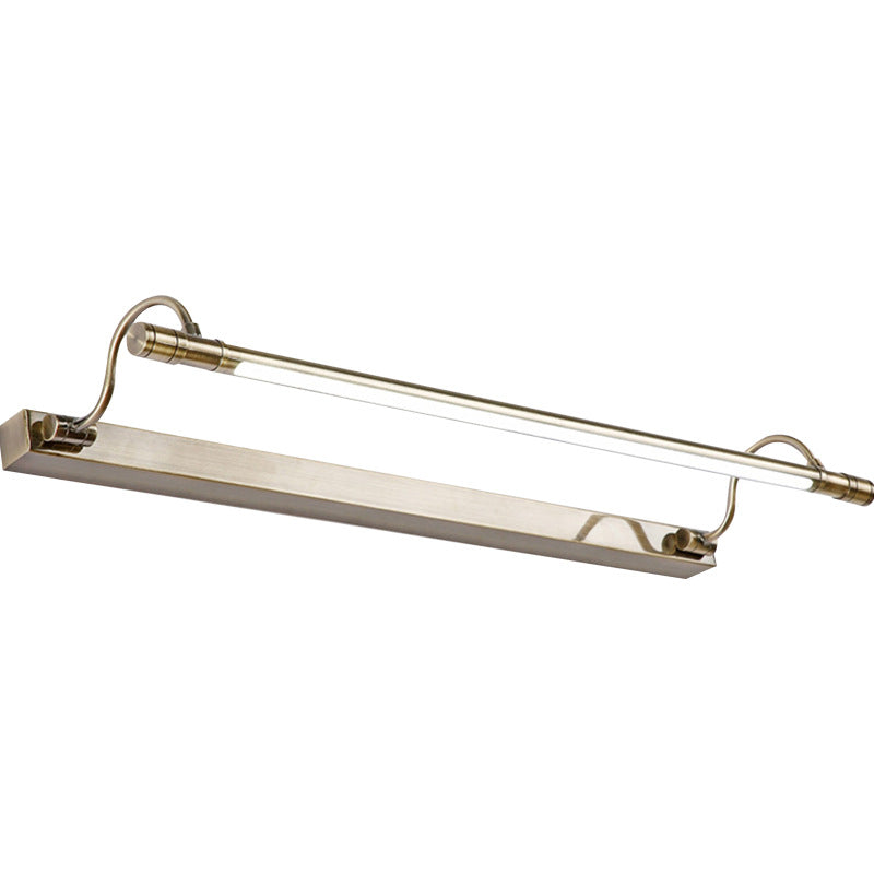 Nickel Finish Metall Vanity Lampe Tubular Landstil Vegglampe med Justerbar Buet Arm | Luvikno