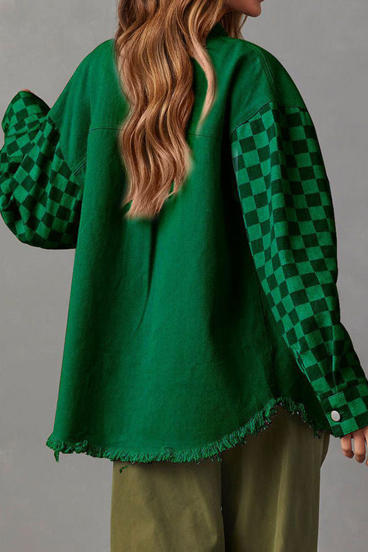 Luvik | rento rento ruudullinen kontrastinen raaka reunajakku