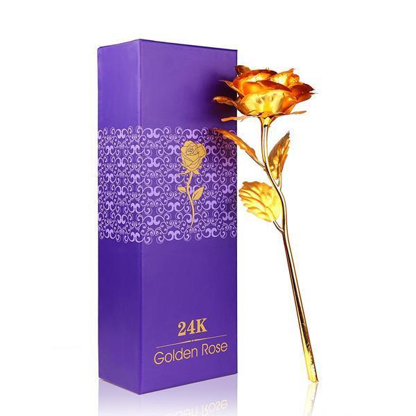 24K Gullfolie Rose Med Boks | Luvikno