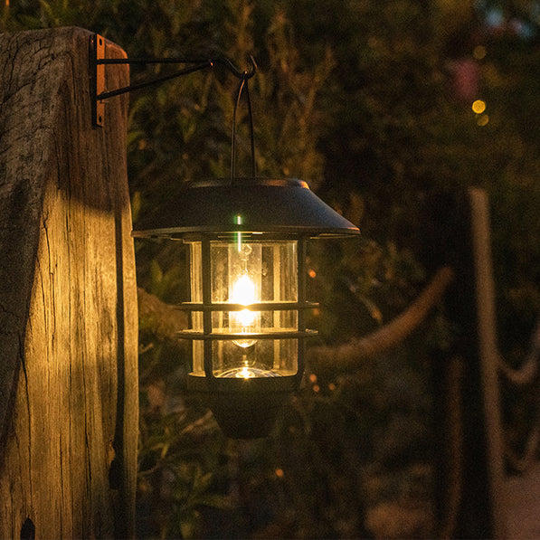Samtidig Retro Sol Vannavstøtende Aluminium Glass Lantern Sylinder 1-Lys Hengende Vegglampe For Utendørs Patio | Luvikno