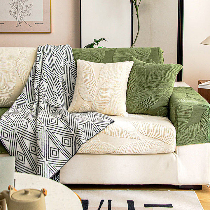 Moderne Leaf Jacquard Vanntett Anti-Ripe Sofa Dekken | Luvikno