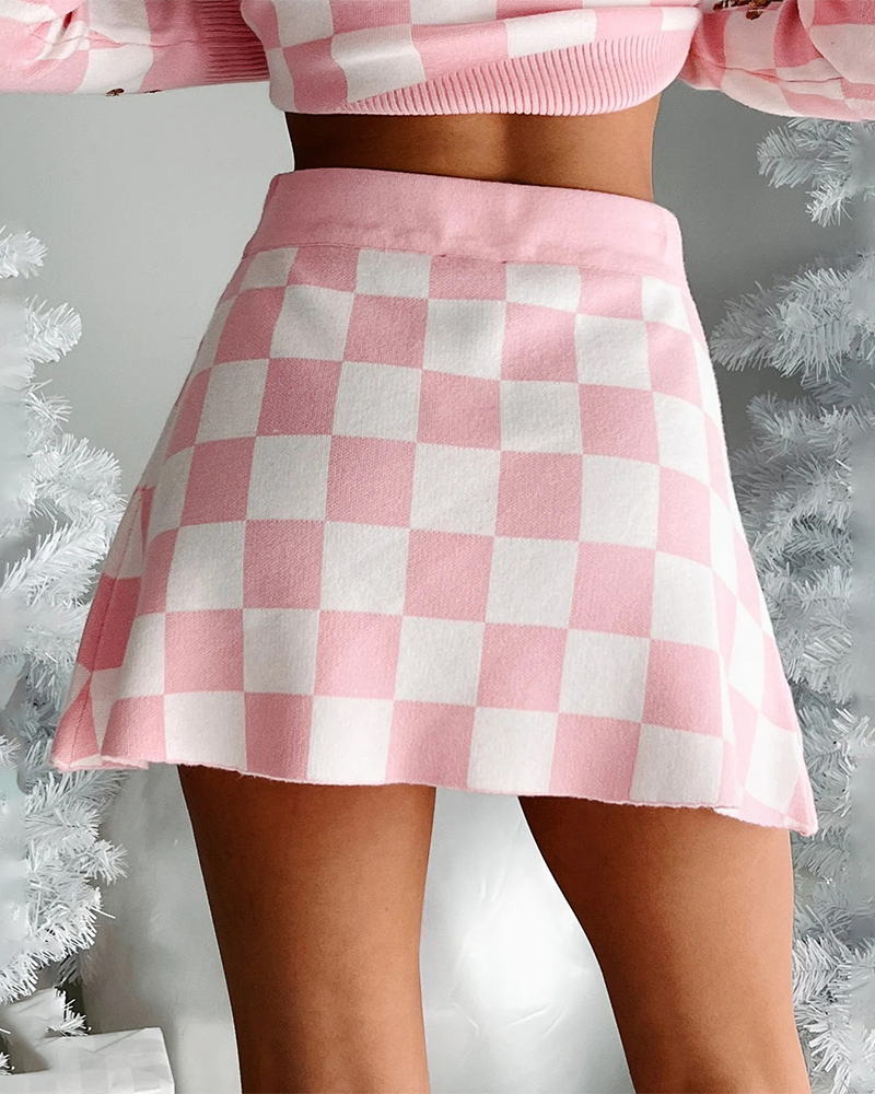 Luvik | Joulunpistekuvio Neulepusero Lyhyt Hame Puku