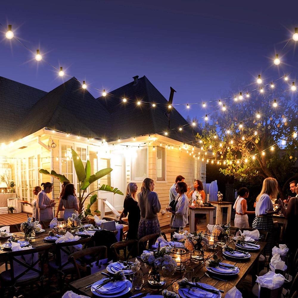 25FT Globe String Lights with Bulbs for Indoor/Outdoor Vanntett Koble Sammen Henge Lys til Bakgård Veranda Balkong Fest Dekor | Luvikno
